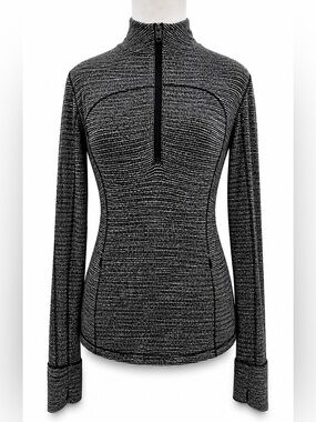 Lululemon Run Briskly 1/2 Zip Rulu Pullover Coco Pique Black White Size 4